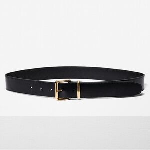 NWT Aritzia Emblem Black Leather Solid Gold Brass with Gold Buckle - Sz. Small